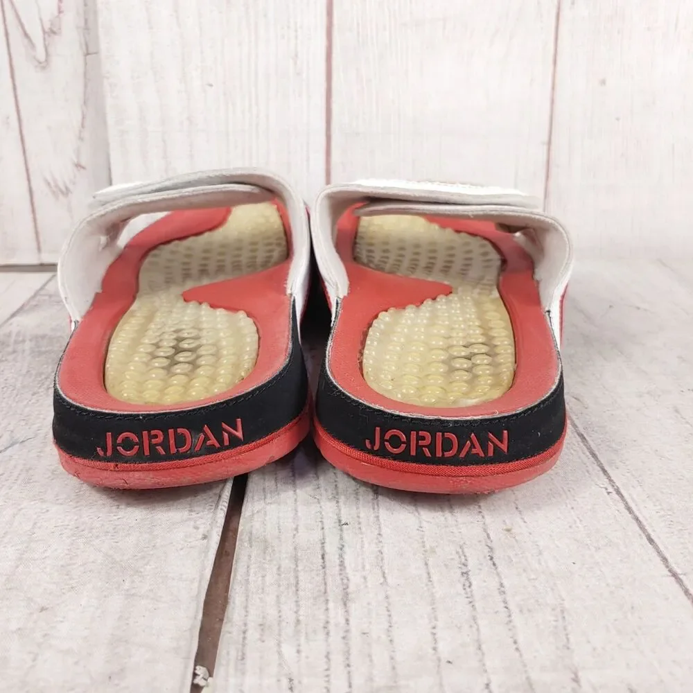 Jordan Hydro 4 Retro White Fire Red SLIDES Sandals - MEN’S SIZE 9 - Flip-flops